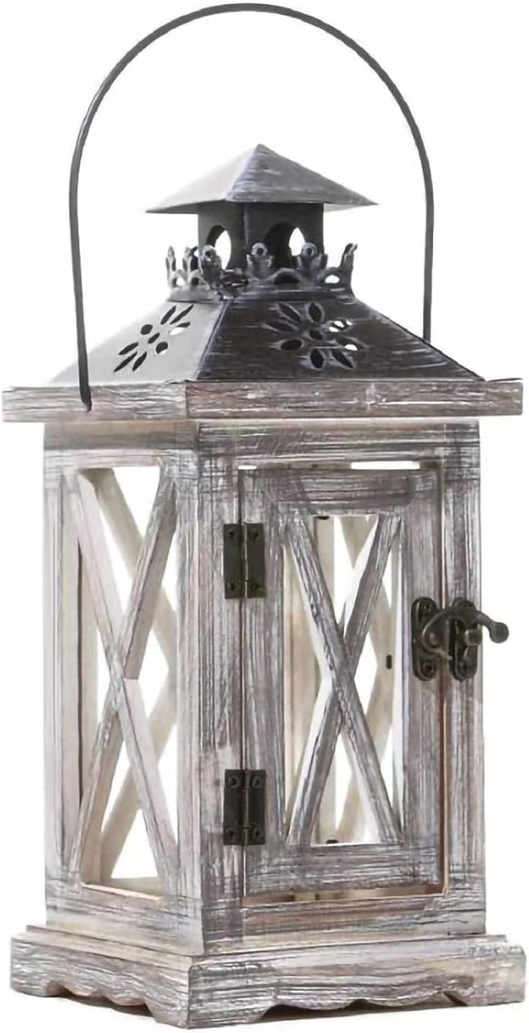White Farmhouse Candle Lantern D431