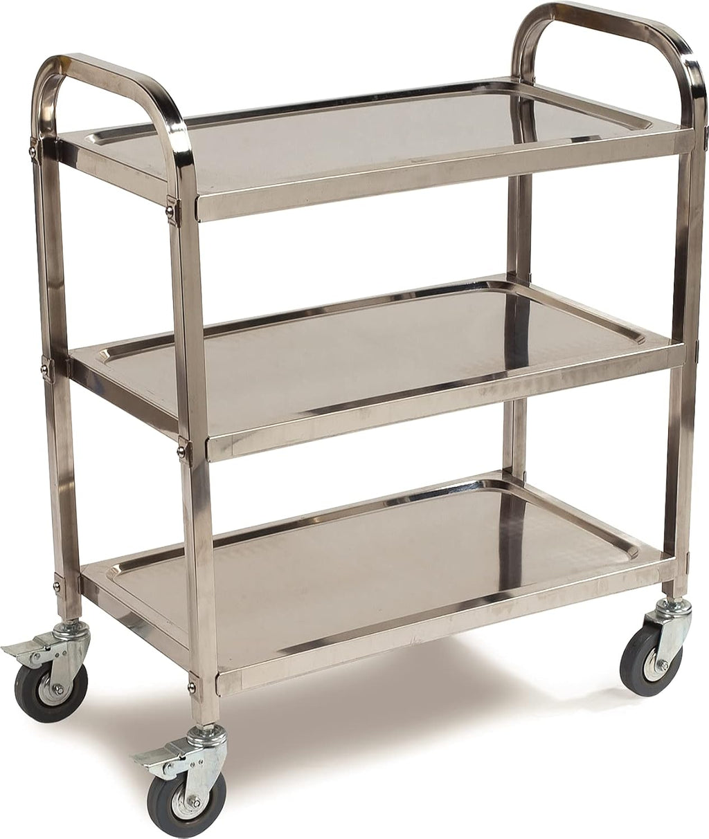 3 Shelf Stainless Steel Utility Cart, 400 Pound Capacity S37574