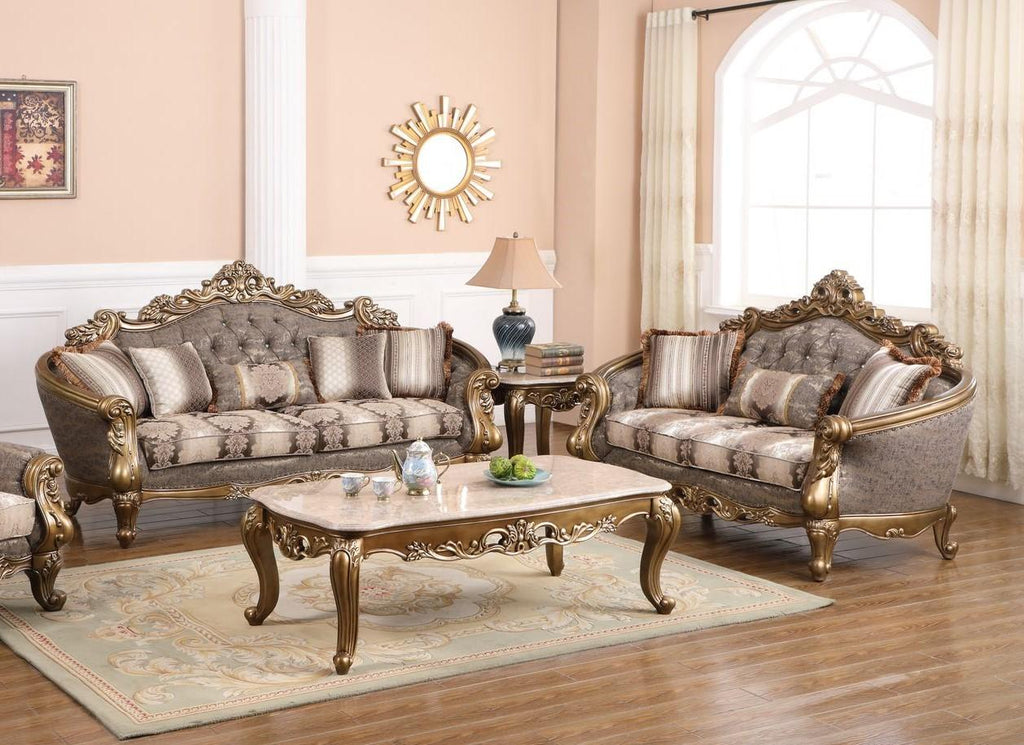 Bronze Shimmery Fabric Sofa Set 2Pcs N49747