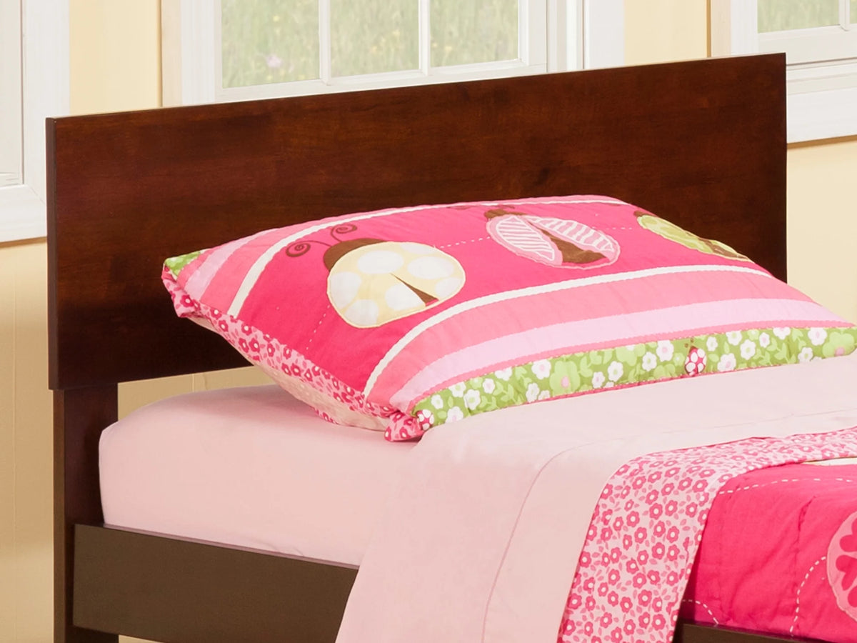 Walnut Twin Panel Solid Wood Headboard with USB Charger O3116