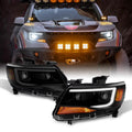 Black Smoke LED DRL Dual Square Projector Headlights Set S6850