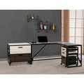 L-Shape Desk and 2 Filing Cabinets Set Q64326
