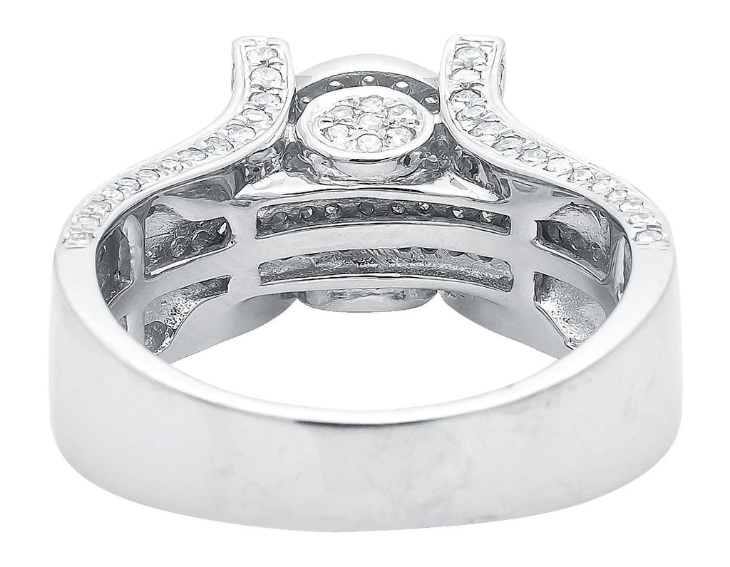 10k White Gold Ladies Round Cluster Diamond Ring D5270