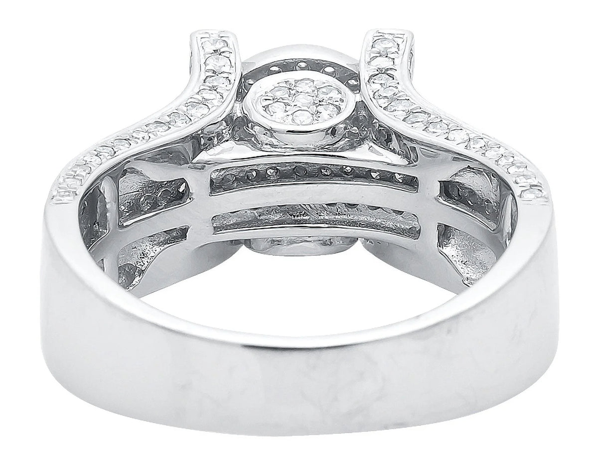 10k White Gold Ladies Round Cluster Diamond Ring D5270
