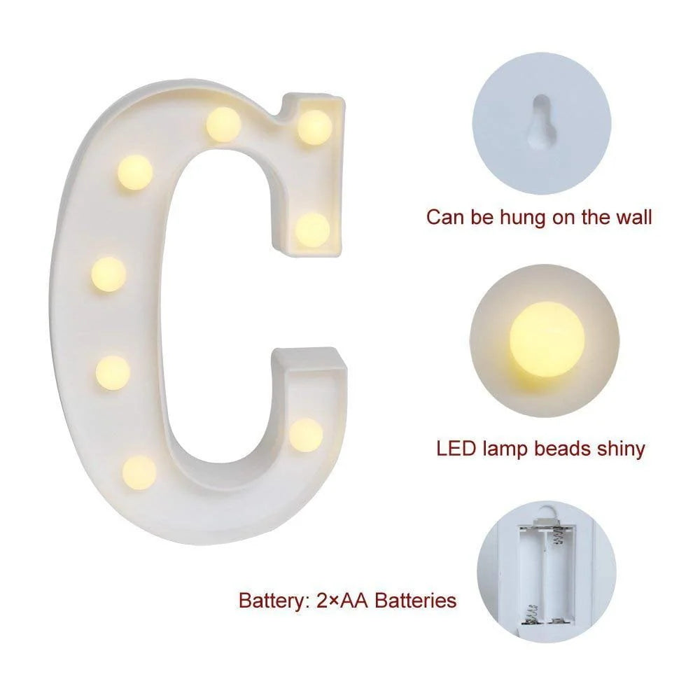 Light up Letter LED Alphabet Number Symbol Plastic Decoration D1623