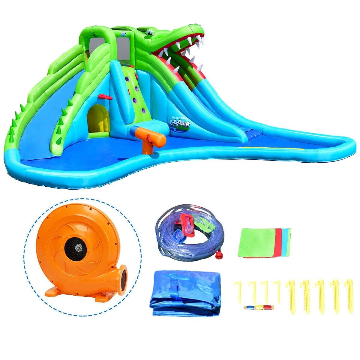 Crocodile Inflatable Water Slide Climbing Wall Bounce House M265114