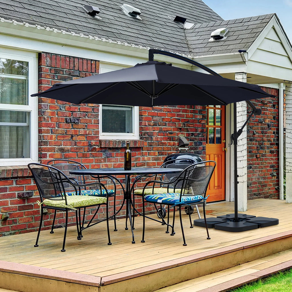 10ft Heavy Duty Offset Cantilever Patio Umbrella with 4-Piece Base Q7376