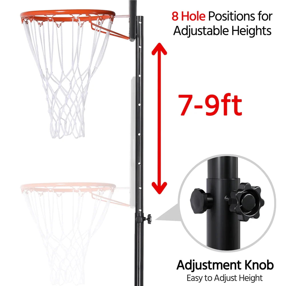 7 to 9 Ft Portable Basketball System Hoop Y5126