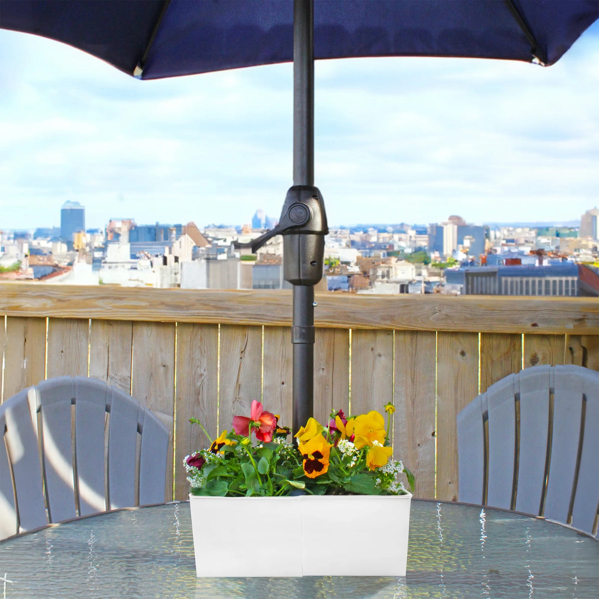 White Square Umbrella Planter G915