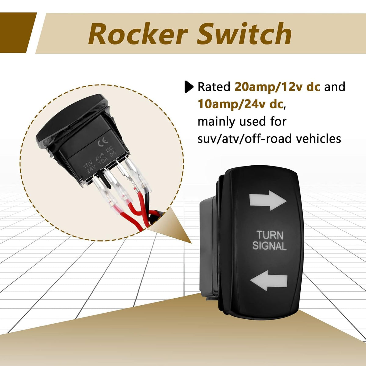 Universal UTV Rocker Switch Turn Signal Kit with Wire Harness R43104