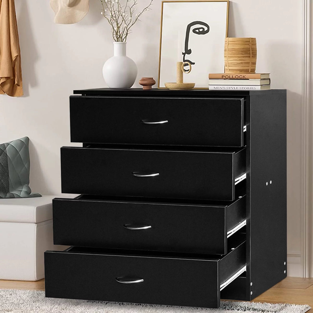 Black 4 Drawer Dresser W368
