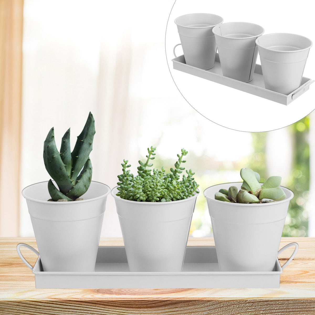 9 pcs Garden Flower Pot with 1pc Tray W970