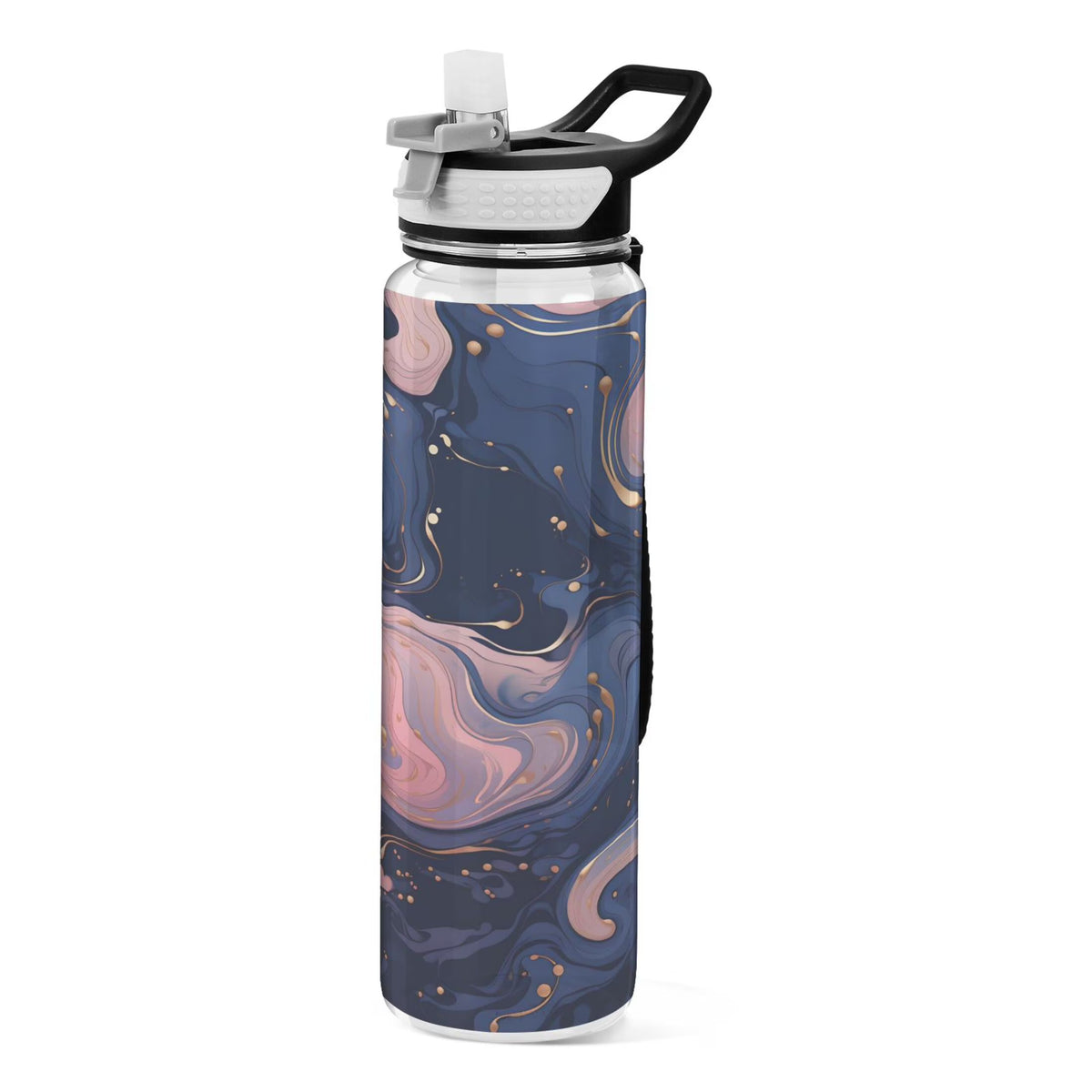 Blue and Pink Marble 32oz Tritan Water Bottles with Straw R71145