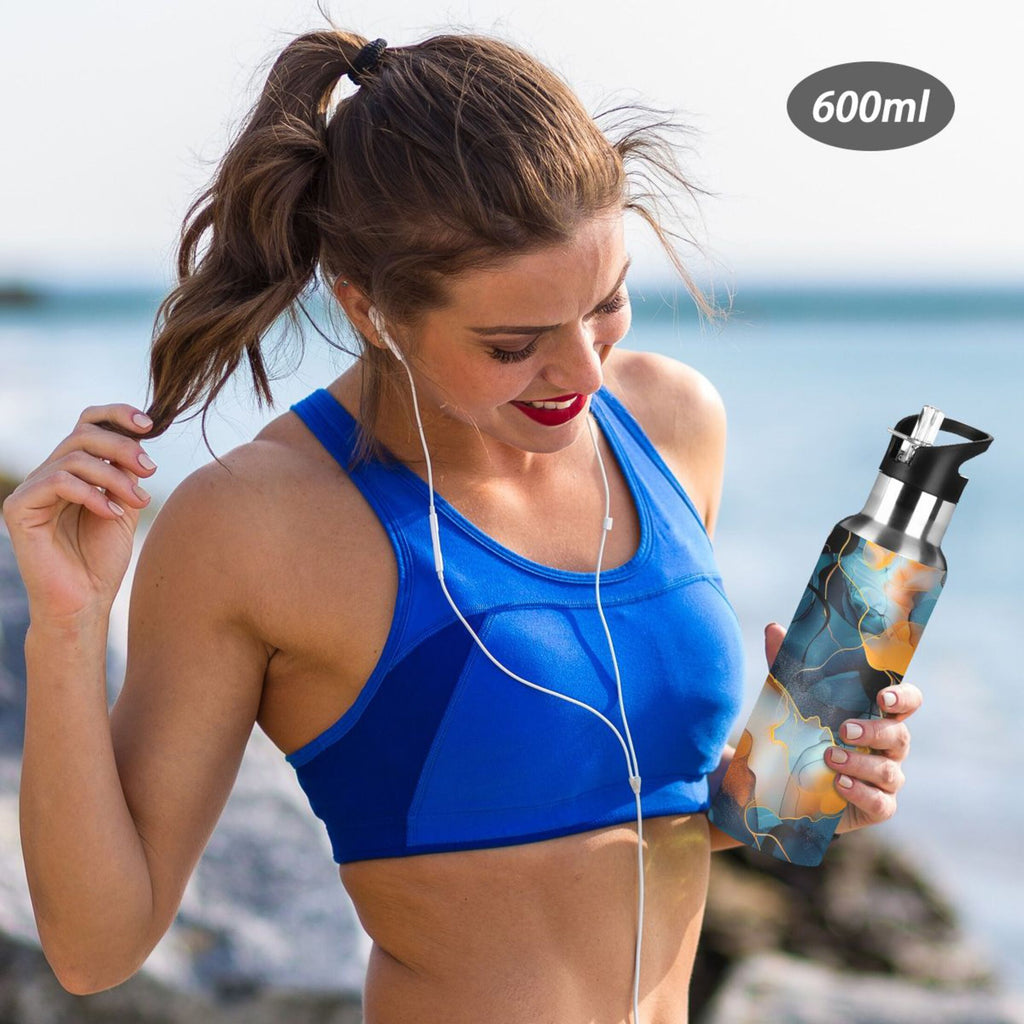 20 oz Stainless Steel Insulated Water Bottle with Straw Lid F4655