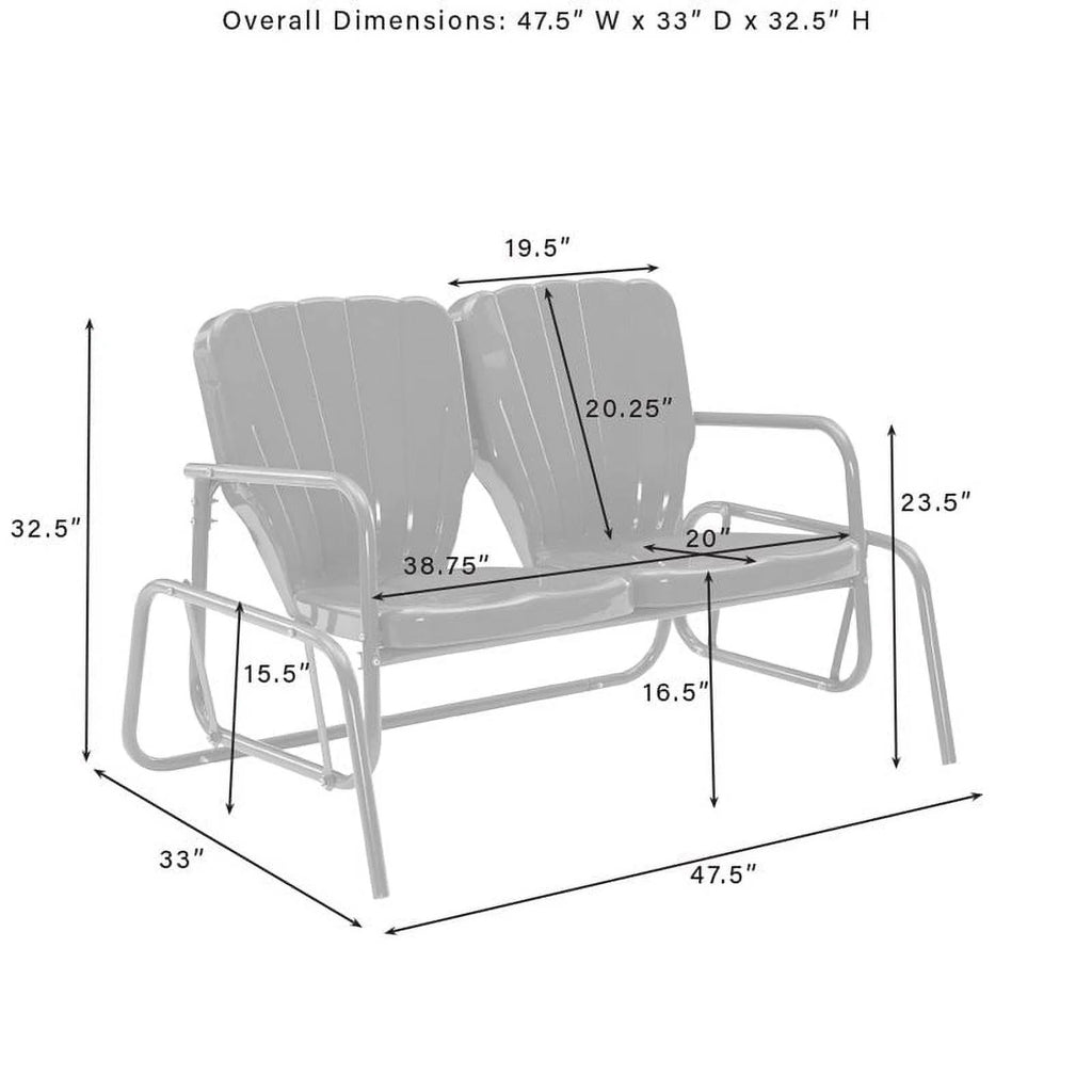 Metal Outdoor Loveseat Glider in White U675