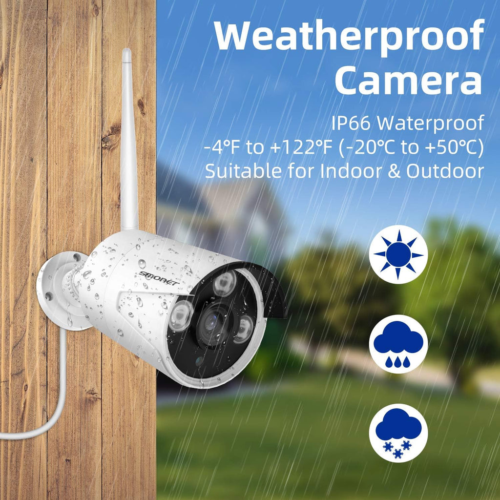 8 Channel 1080P Wireless Security Camera System with 12" Monitor 2TB Hard Drive 4pcs Indoor Outdoor IP Cameras Night Vision E86062