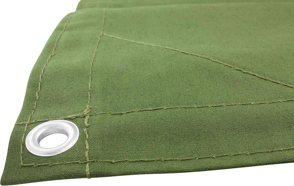 Green Canvas Tarp 12oz Heavy Duty Water Resistant 10' x 16' Pack of 2 T289062