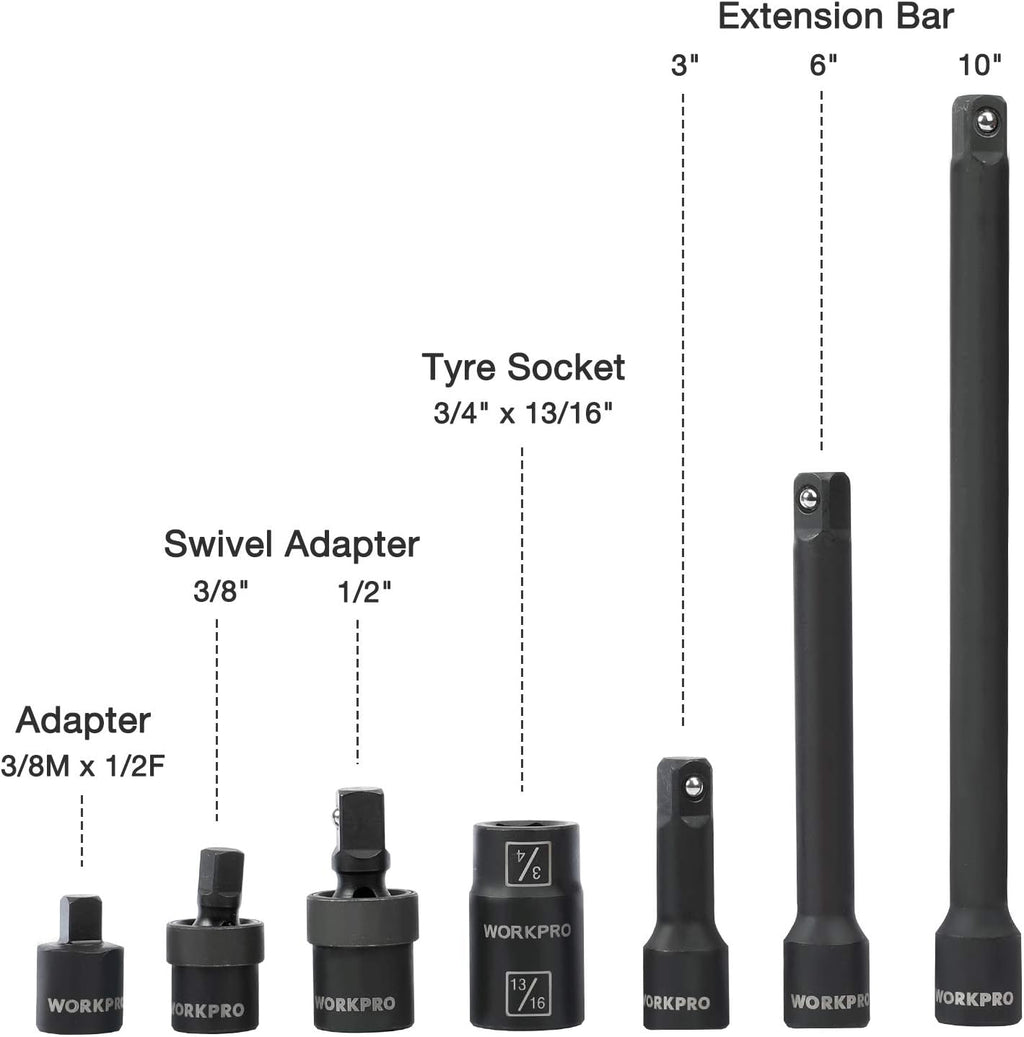 1/2 Drive 55-Piece Impact Socket Set with Extension Bars X743
