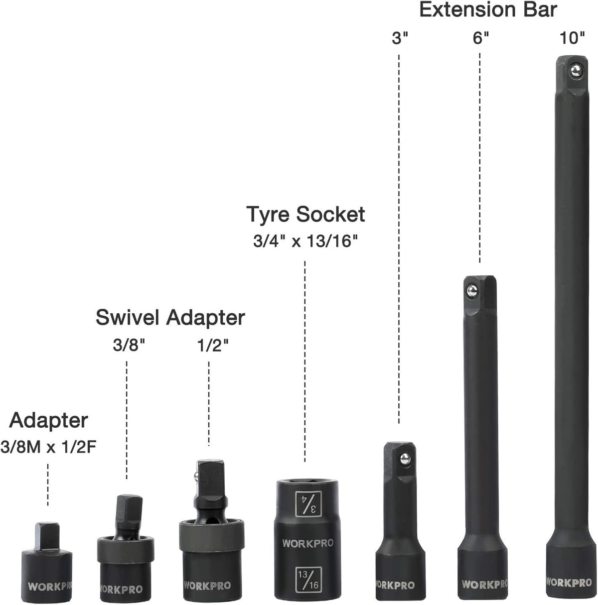 1/2 Drive 55-Piece Impact Socket Set with Extension Bars X743