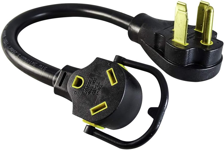 RV/Generator Dogbone Adapter 1.5ft NEMA 50 Amp Male to 30 Amp TT-30R Female Heavy Duty 10/3 STW Pigtail 4 Prongs to 3 Prongs Pack of 2 C22226