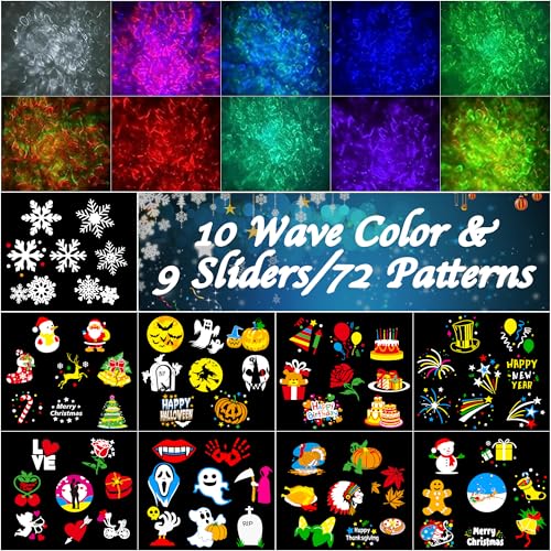 3D Ocean Wave & 72 HD Patterns Holiday Projection Light with Remote T574333
