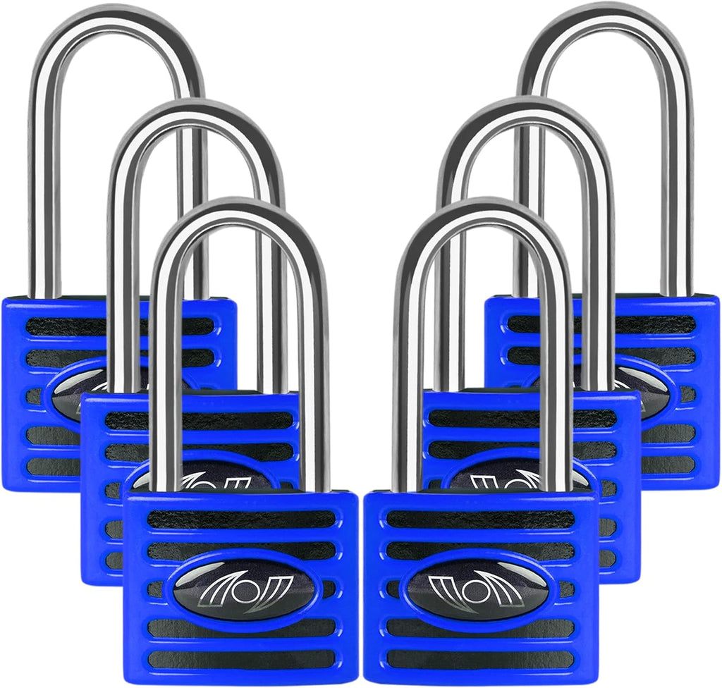 2.5 Inch Long Shackle Keyed Alike Padlocks 6 Pack Red Z47989