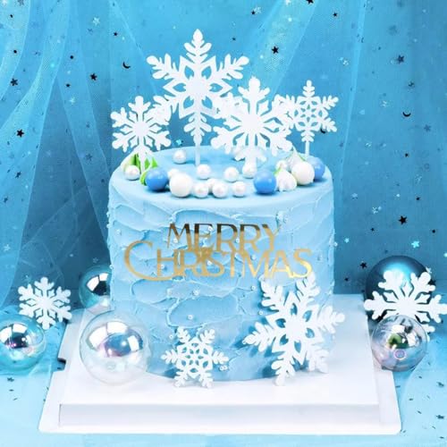 10Pcs Christmas Cake Toppers Acrylic Mirror Gold Silver R5279