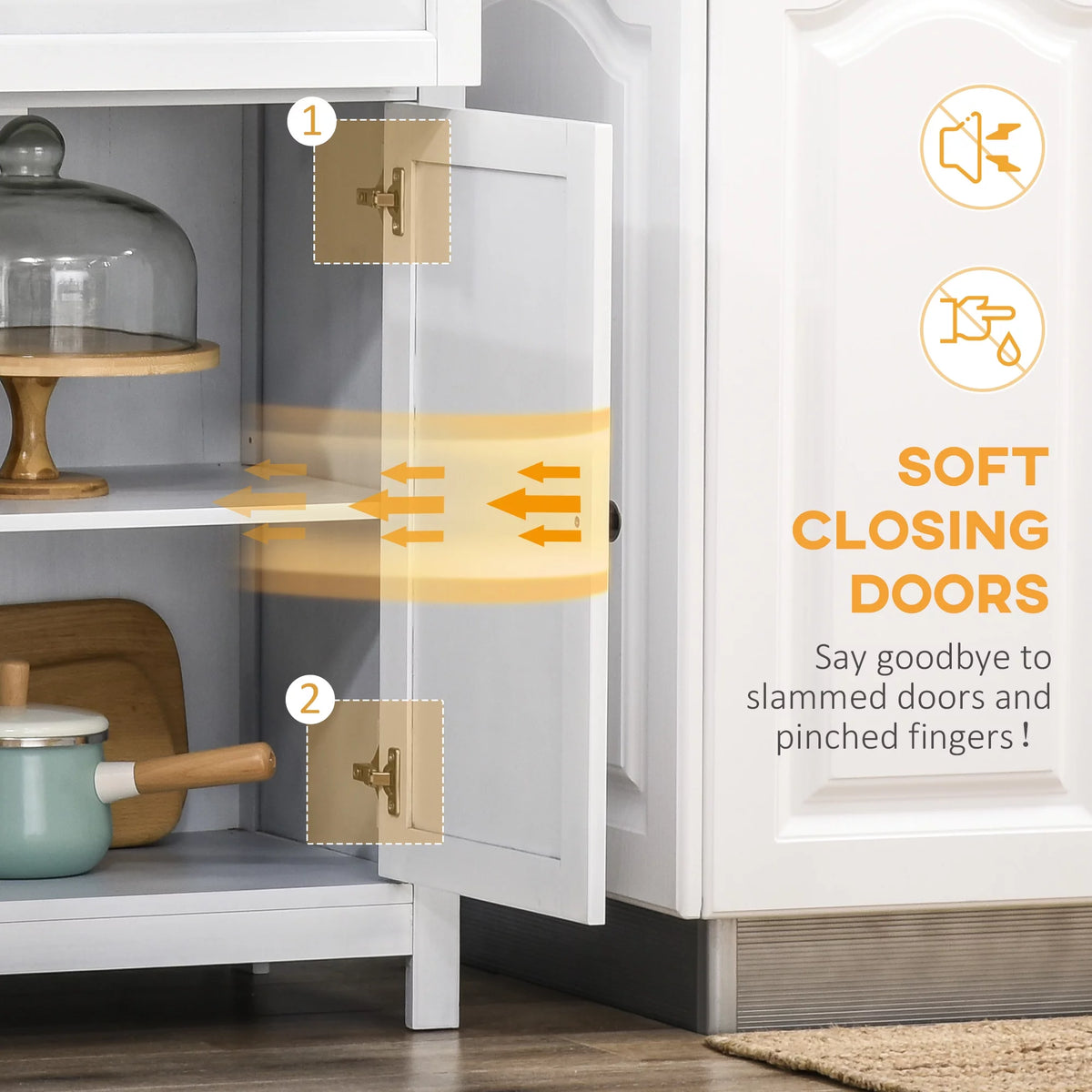 White Pinewood Kitchen Pantry Storage Cabinet G9014