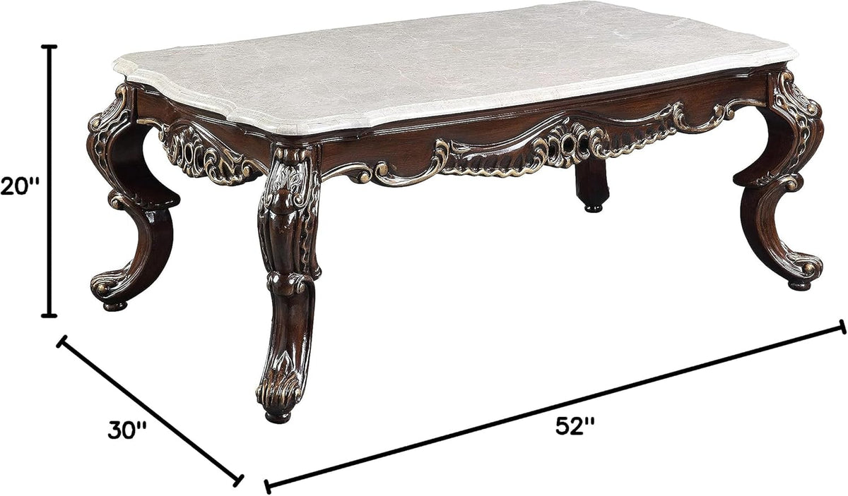 Wooden Coffee Table in Marble and Antique Oak O215