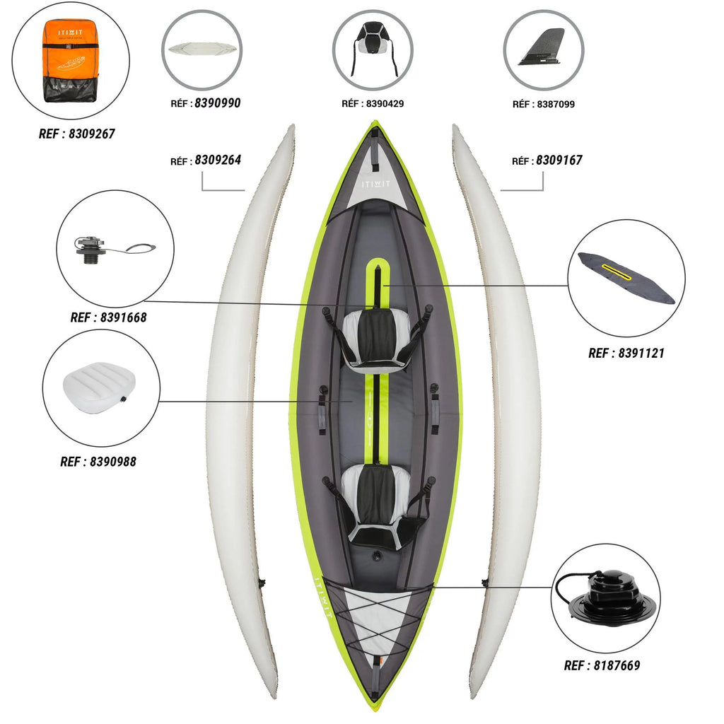 Inflatable Recreational Sit on Kayak with Pump, 1 or 2 Person, Green H1075