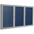 Navy 3-Door Enclosed Vinyl Bulletin Board W9681