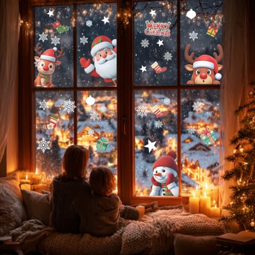 226 PCS White Snowflake Window Clings, 9 Sheets Double-Sided Reusable Decals O9434