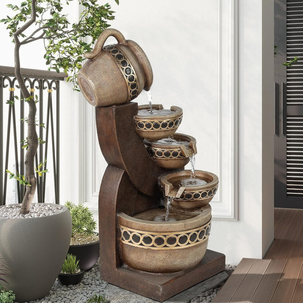 5 Tiered Polyresin Outdoor Water Fountain J28919