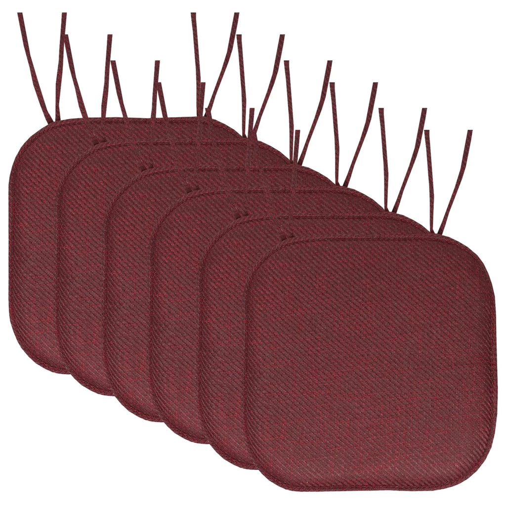 Burgundy Herringbone Memory Foam Chair Pad 6 Pack B12141