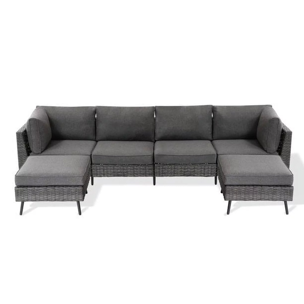 7 Pieces Patio Conversation Set with 6 Chairs and 1 Coffee Table Y48064