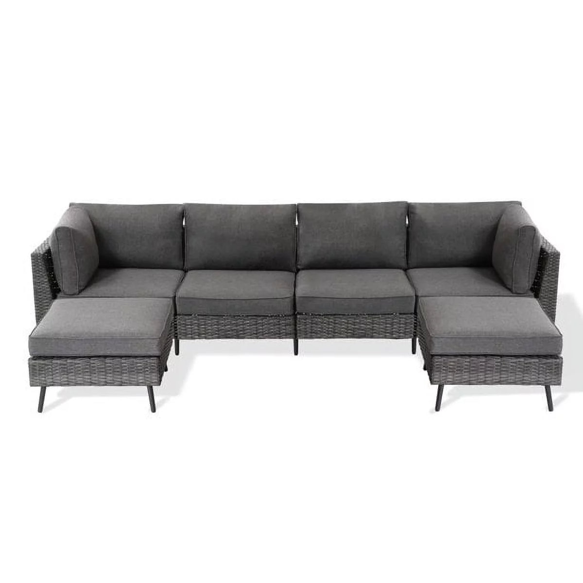 7 Pieces Patio Conversation Set with 6 Chairs and 1 Coffee Table Y48064