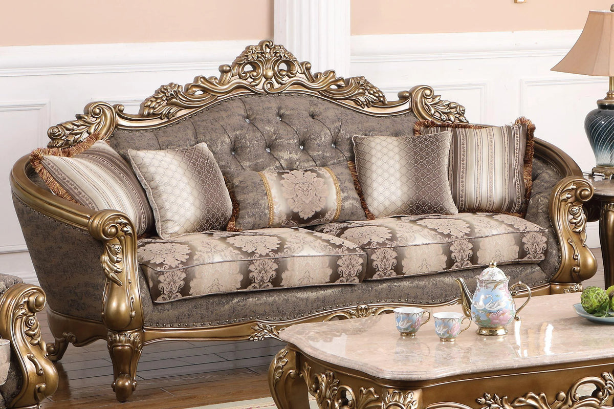 Bronze Shimmery Fabric Sofa Set 2Pcs N49747