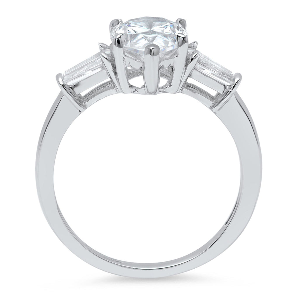 18K White Gold Three-Stone Diamond Engagement Ring V896