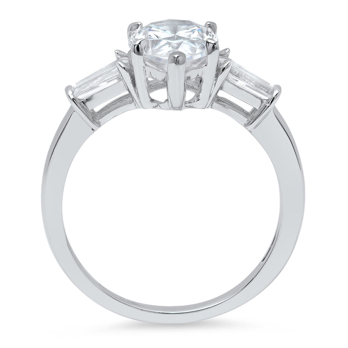 18K White Gold Three-Stone Diamond Engagement Ring V896
