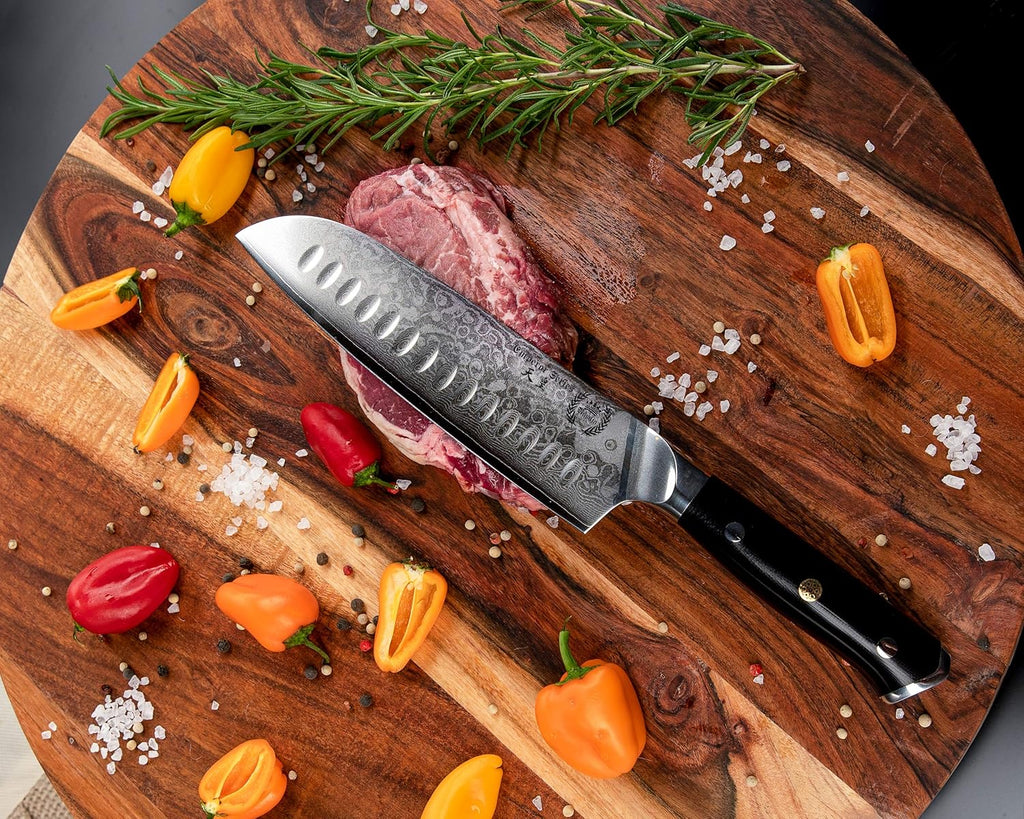 Santoku Chef Knife 7 inch with G-10 Ergonomic Handle Q5818