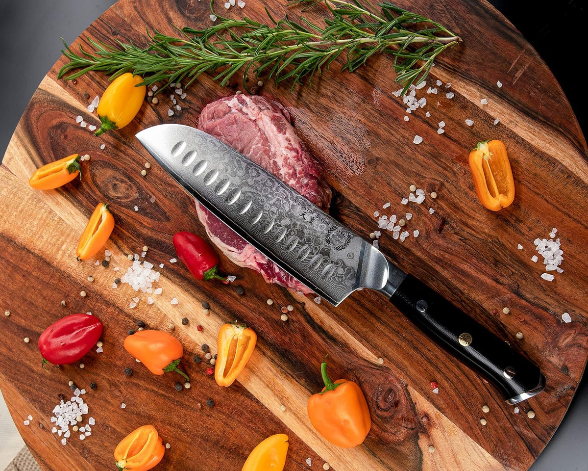 Santoku Chef Knife 7 inch with G-10 Ergonomic Handle Q5818