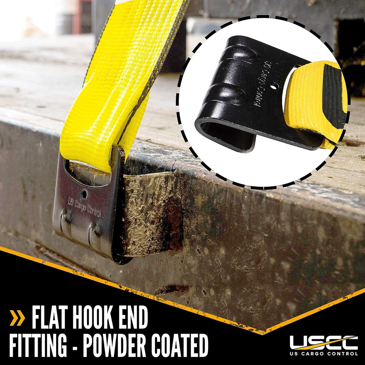 4 Inch x 20 Foot Yellow Ratchet Strap with Flat Hooks 2 Pack Y649862