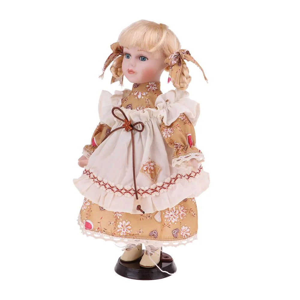 30cm Porcelain Doll Girl Figures with Stand C598
