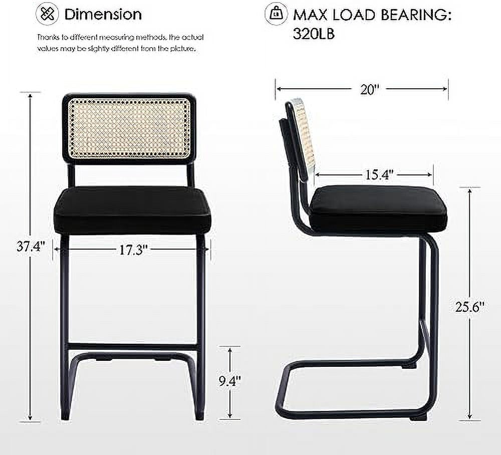 Rattan Counter Height Stools Set of 2 24'' Faux Leather Y663