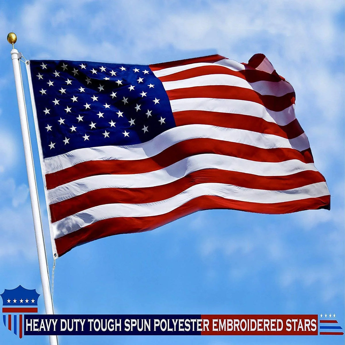 American Flag 4x6 Ft Heavy Duty Spun Polyester Embroidered Stars Sewn Stripes Brass Grommets D261