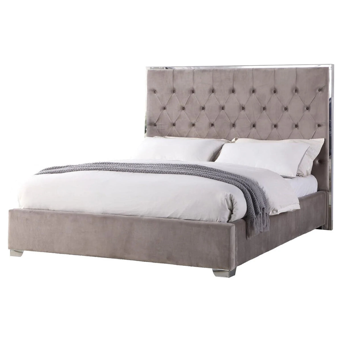 Dark Grey Velvet Platform Bed R178581