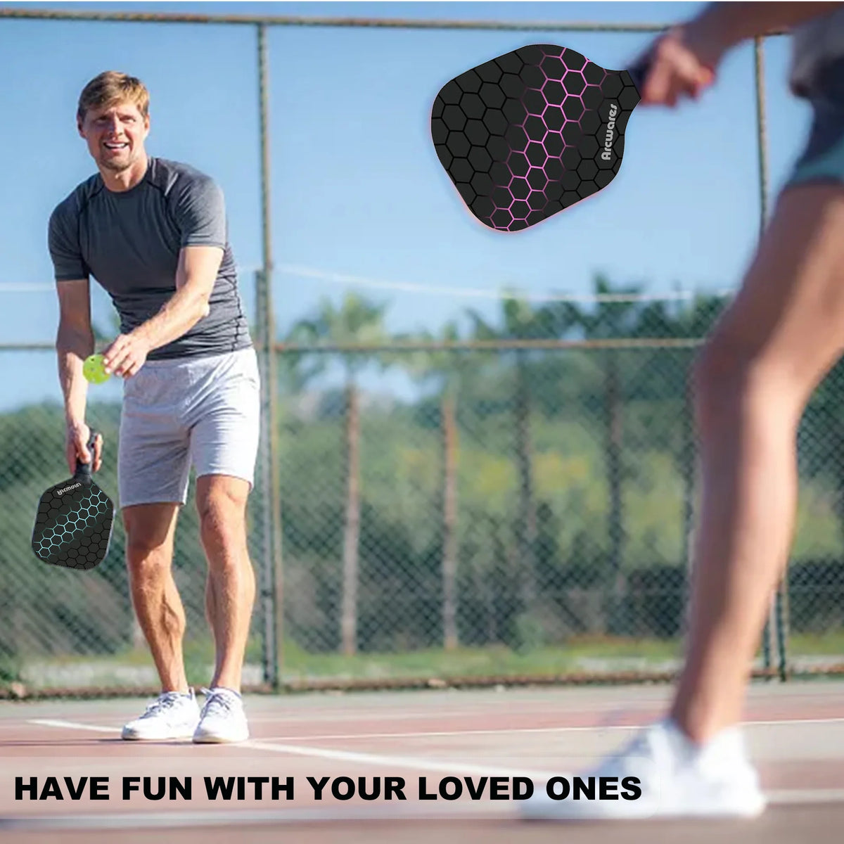 Pickleball Paddles Set of 2 with 4 Pickle Balls and Bag C166