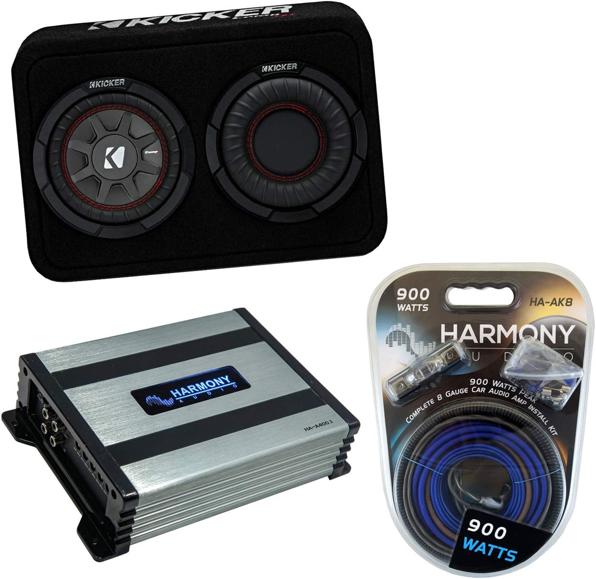 6.75 Loaded Sealed Sub Box Bundle with Amplifier & Amp Kit H656