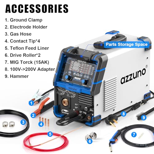 200A MIG Welder, 110V/220V Dual Voltage, 4 in 1 MIG/TIG/Stick ARC Welder V7099