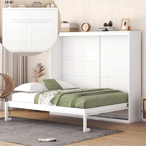 Gray Queen Solid Wood Murphy Cabinet Bed R78342